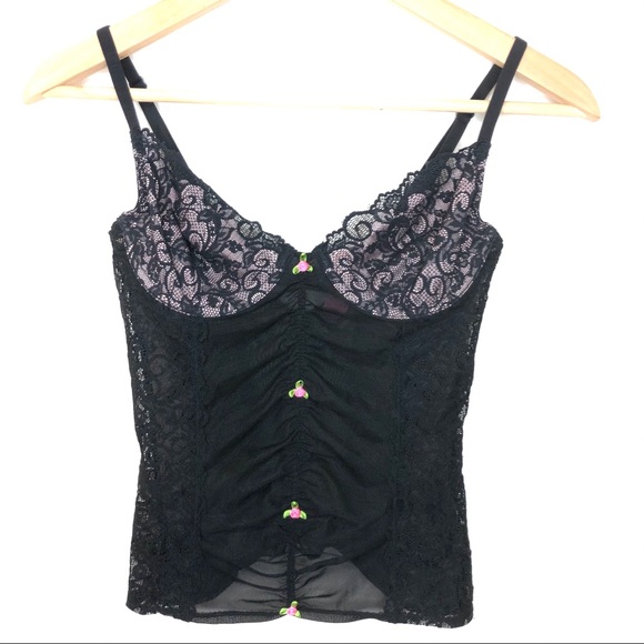 Vintage Betsey Johnson Rose Mesh Lace Corset Bra M - Picture 14 of 14